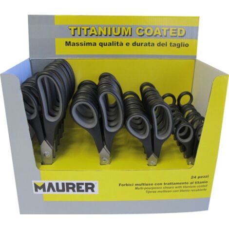 FORBICI MULTIUSO MAURER con LAME in TITANIO Espositore da 24 pz misure assortite