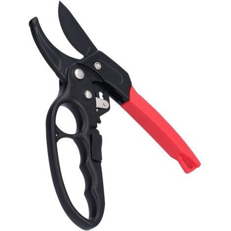 Forbici per rami a cricchetto segmentate rosse e nere, per risparmiare sforzo, con interruttore a scorrimento, cesoie da potatura per frutteto e giardino