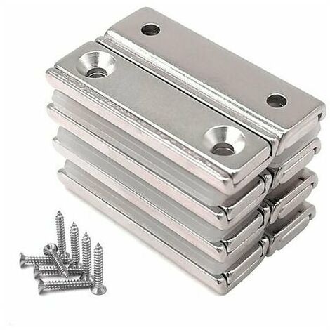 Force 20 kg 40 x 13,5 x 5 mm 8 aimants rectangulaires avec couvercle évasé et aimants en pot pour usage domestique et industriel