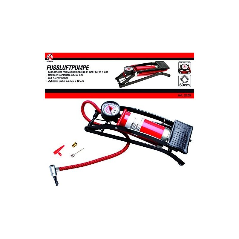 Bgs Technic - force homme 2105 pied pompe à air, 0-7 bar