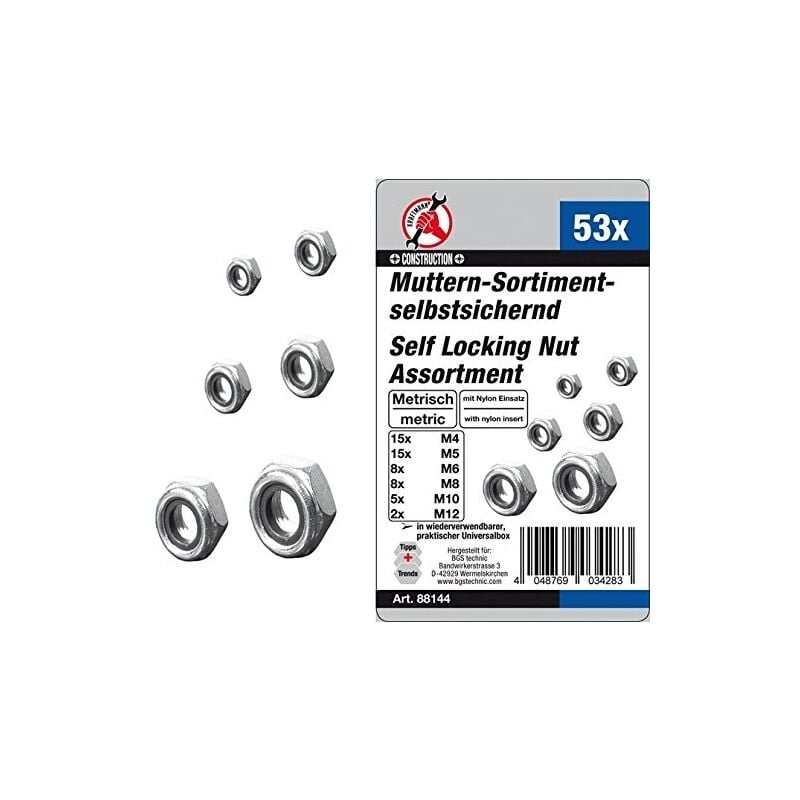 Force Homme Assortiment Écrous, Selbstsichernd, 53 Pièces, 88144