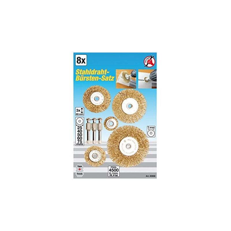 Bgs Technic - force homme brosse métallique en acier 8 embouts, 50908