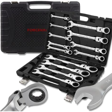 FORCEKRAFT Set di chiavi combinate con cricchetto 13 pezzi 8-32mm