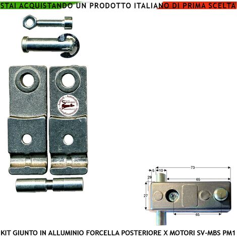 Forcella Posteriore 121091 in Alluminio Giunto Salva Motori Para Strappi Attenuatore di Carico Ricambio per Motori o Attuatori Securvera Serie SV-MBS SV-MBQ SV-MBC PM1 SC PM1 LINEAR 11 BH24