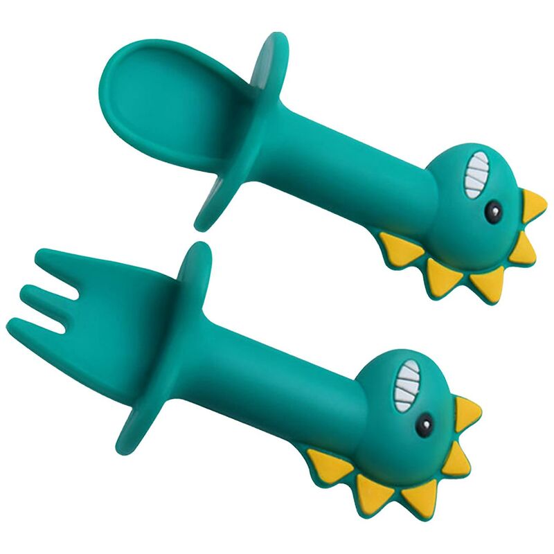 Forchetta e cucchiaio in silicone per bambini