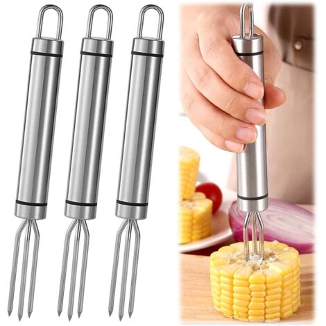 Forchette per patate in acciaio inox da 3 pezzi, forchette per pannocchie con 3 rebbi, 18,3 x 1,9 cm, forchette riutilizzabili per patate, bistecche, sbucciatura, barbecue