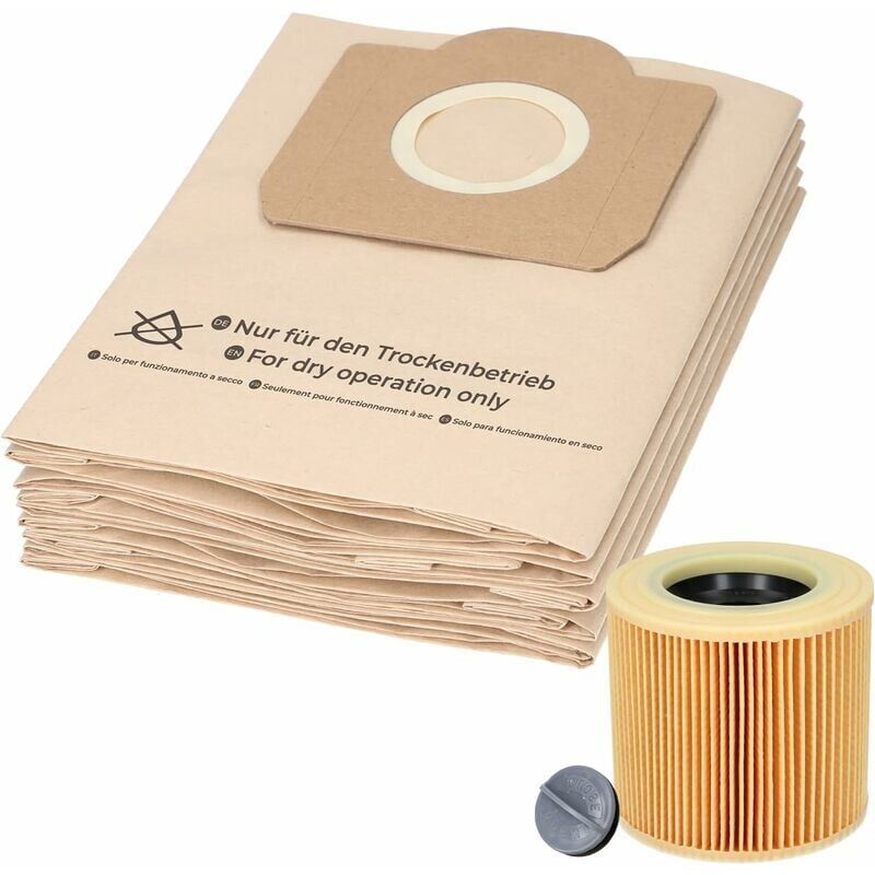 Forehill - 10 sacs d'aspirateur et 1 filtre pour aspirateur Kärcher WD3 et MV3. Alternatives pour les sacs filtrants 6.959-130.0 et le filtre à