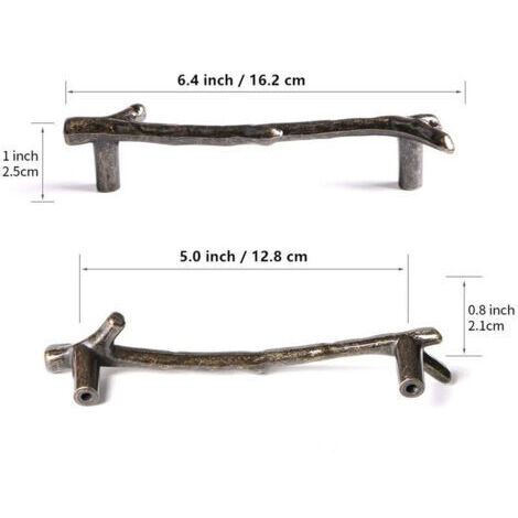 FOREHILL 10x Astförmige Möbelgriffe 128mm Schrankgriffe aus Zinklegierung mit Bronzeschrauben