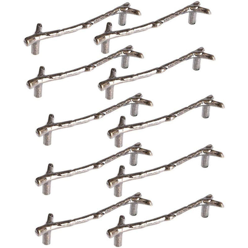 10x Poignée Meuble en Forme de Branche 128mm Poignées Armoires en Alliage de Zinc avec Vis Bronze - Forehill