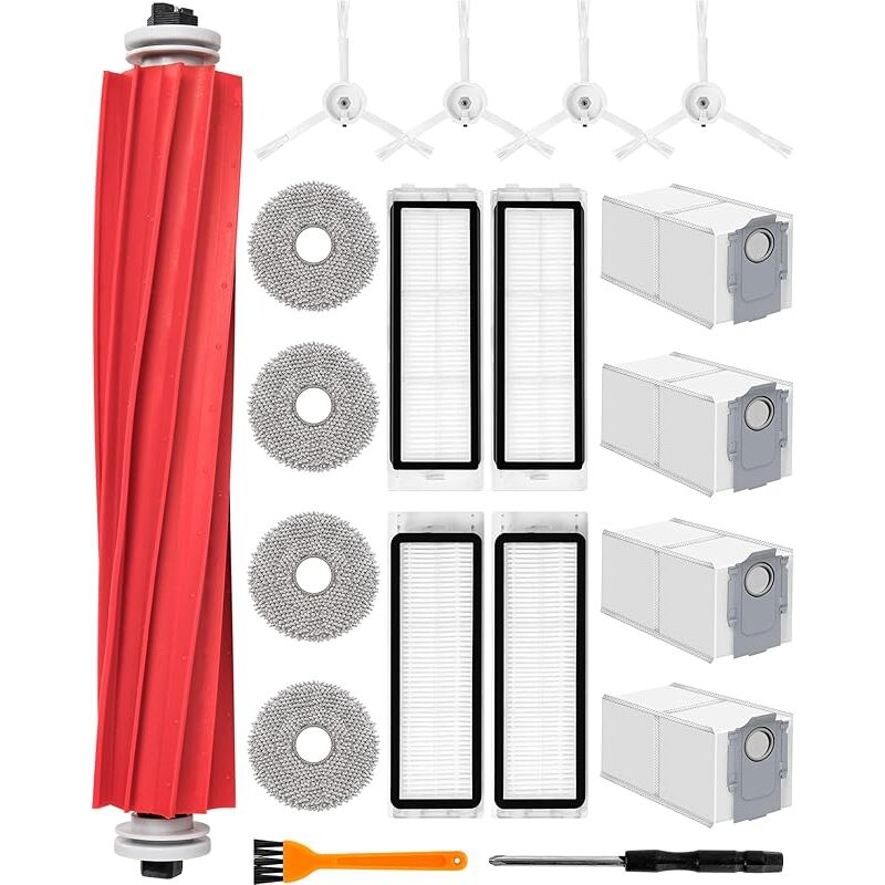 Forehill - 19pcs Accessoires Pièces de Rechange pour Roborock q Revo Aspirateur Accessoire Kit avec 1 Brosse Principale, 4 Lingettes, 4 Sacs