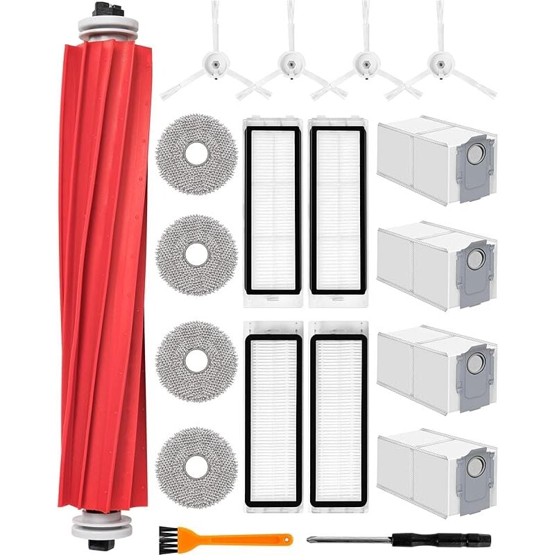 FOREHILL 19pcs Accessoires Pièces de Rechange pour Roborock Q Revo Aspirateur Accessoire Kit avec 1 Brosse Principale, 4 Lingettes, 4 Sacs