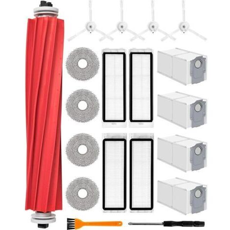 FOREHILL 19pcs Accessoires Pièces de Rechange pour Roborock Q Revo Aspirateur Accessoire Kit avec 1 Brosse Principale, 4 Lingettes, 4 Sacs