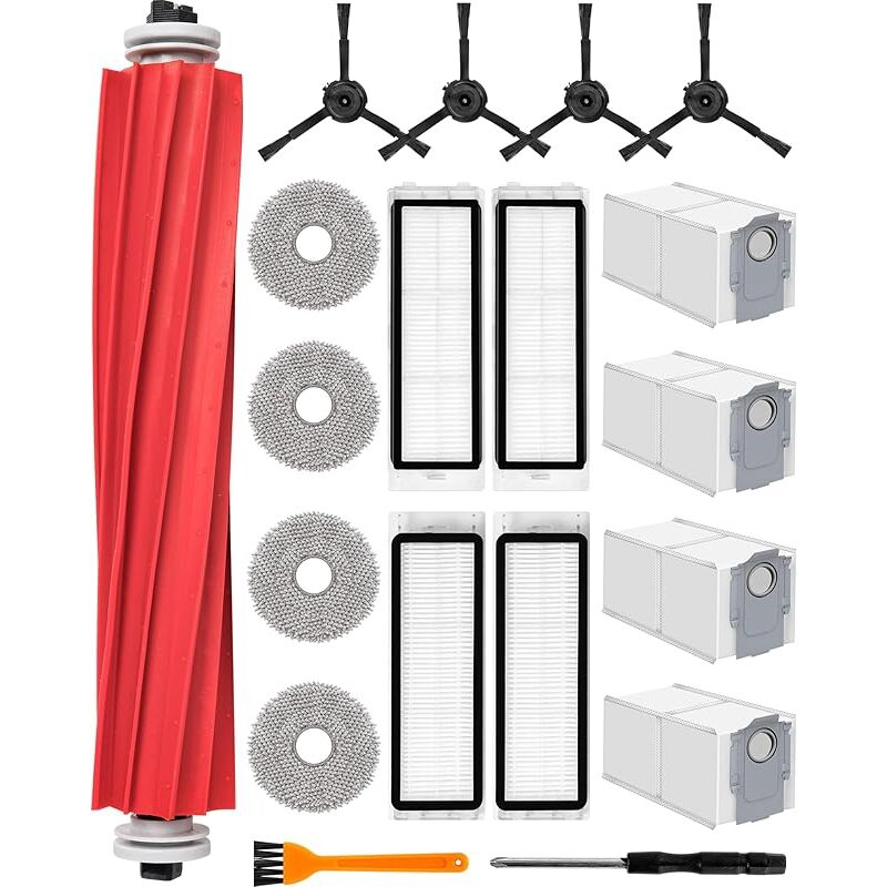 19pcs Accessoires pour Roborock q Revo Aspirateur Robot Ensemble de Pièces de Rechange avec 1 Brosse Principale 4 Serpillères 4 Sa - Forehill