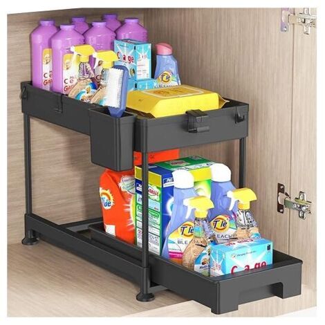 FOREHILL 1PC Organizer sottolavello a 2 livelli con ganci e tazze - Versatile contenitore per bagno e cucina (1 tazza)