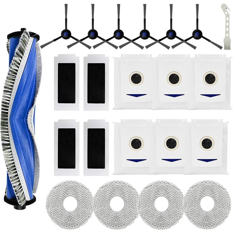 22 Pièces Accessoires de rechange pour ecovacs deebot T30 pro omni / T30 omni Aspirateur Robot, 1 Brosse Principale 4 Serpillière - Forehill