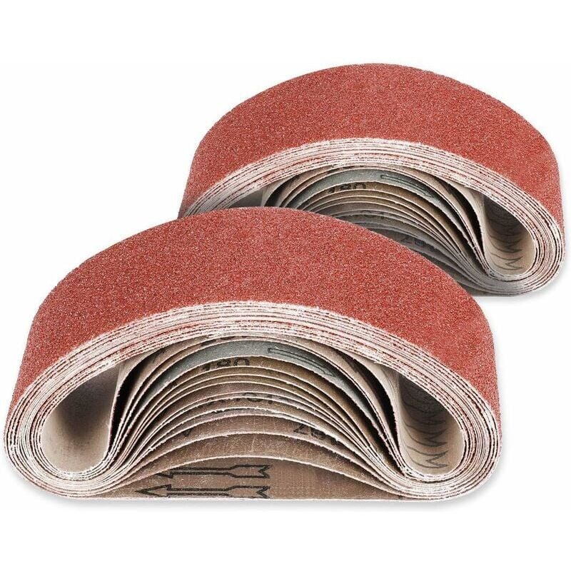 26 pièces Bande Abrasive, 75X533mm Bandes Abrasives en Tissu 40/60/80/120/180/240 Grains Assortis pour Ponceuse à Bande et Meuleuse (Oxyde