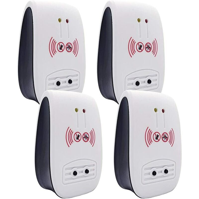 Forehill - 4 Packs Répulsif Ultrasons, Intérieur Electronique Ultrasonic Pest Repeller pour Insectes, Moustiques, Souris, Fourmis, Cafards - (Mise à