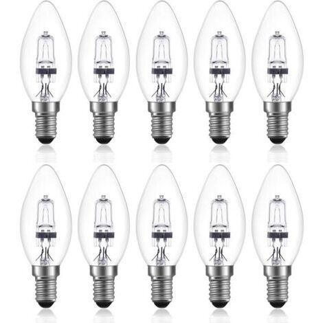 FOREHILL 42W E14 C35 Dimmable ampoule halogène AC 220-240V Blanc Chaud 2700K e14 transparante ampoule halogene bougie (10pcs)