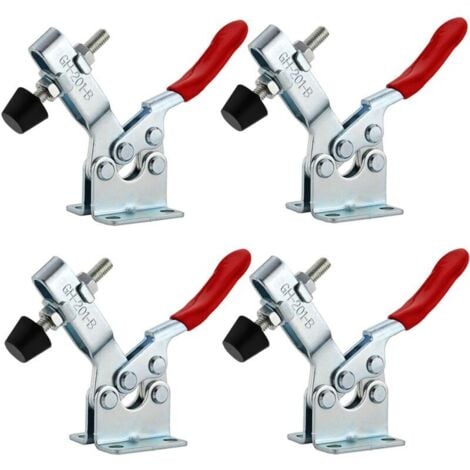 FOREHILL 4Pcs Sauterelle de Serrage Pince à Bascule Horizontale GH-201-B Pince a Levier Horizontal Déblocage Rapide Serre Joint Sauterelle