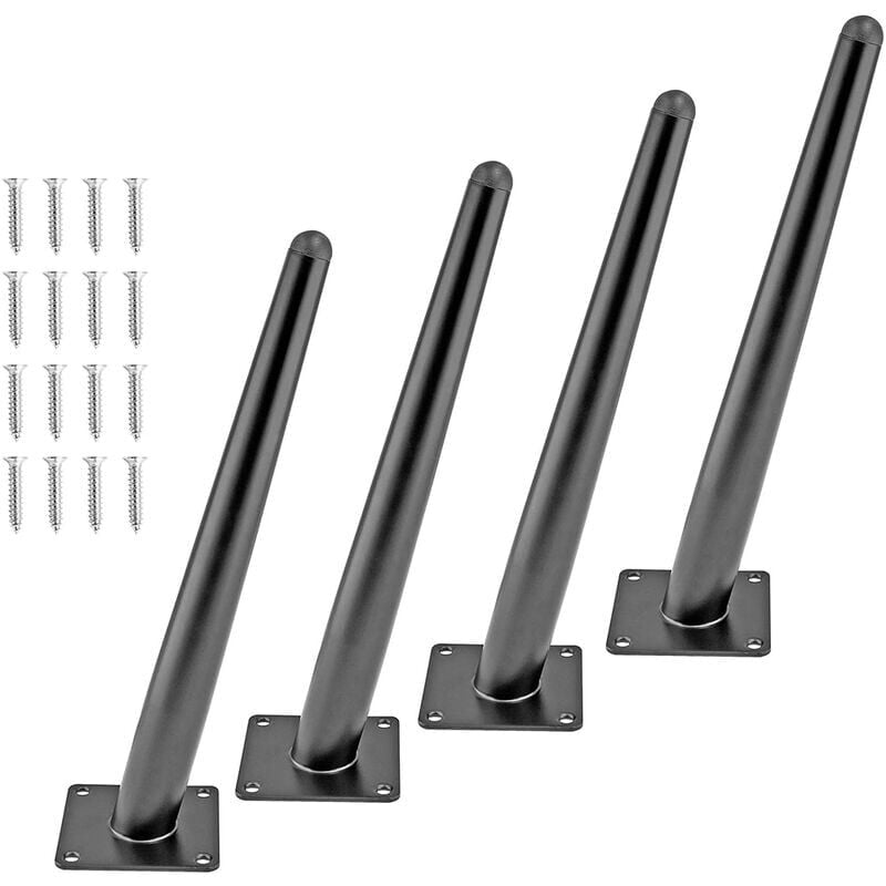 4x Pieds de Meuble Cône Obliques Pieds de Support en Fer pour Armoire Table Lit Noir - 30cm - Forehill