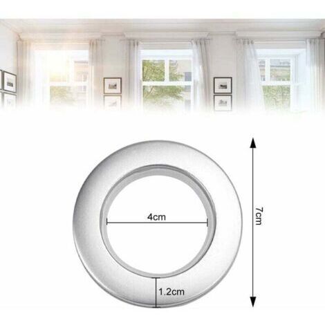 FOREHILL 50 morceaux Anneaux de rideau en plastique anneaux d'oeillet de rideau 40mm Anneaux en Plastique Anneaux pour Tringle à Rideaux Argent œillets plastique pour Rideau de Fenêtre Douche Vestiair