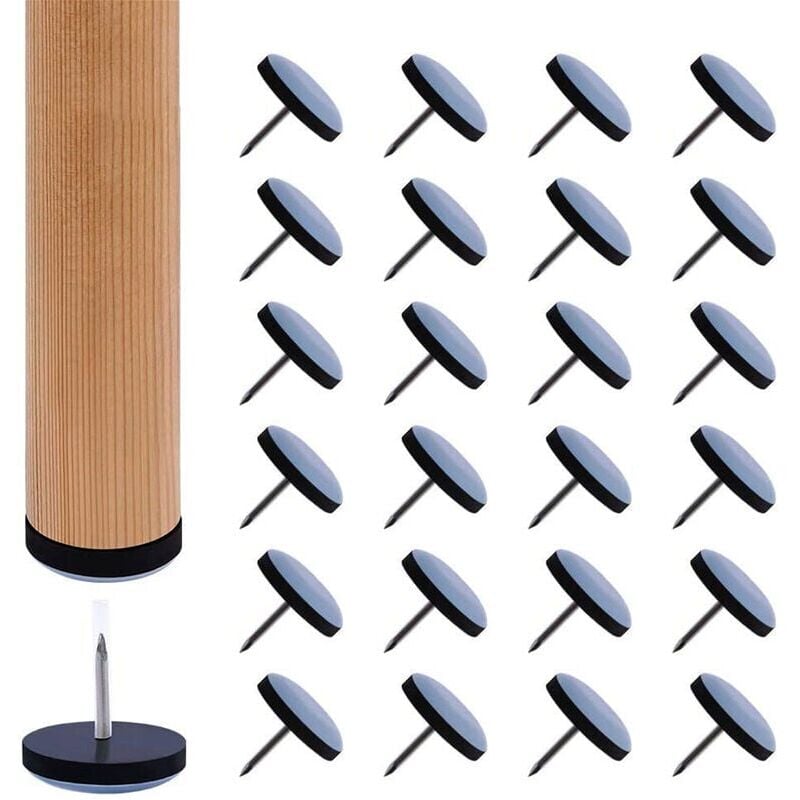 50 Pièces Patins Meubles Coulissants en Téflon 30mm Planeurs de Meubles avec Clous pour Chaises et Fauteuils - Forehill