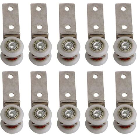 FOREHILL 6,5 x 1,9 cm Gomito per condotto metallico con cuscinetto a puleggia con due ruote in plastica per porta scorrevole, finestra, mobile