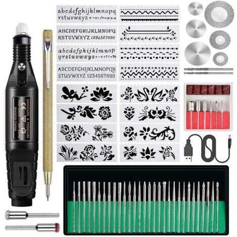 FOREHILL 70 PC ensemble mini stylo de gravure de contrôle de vitesse électrique 70 ensembles noir standard européen deux prises rondes