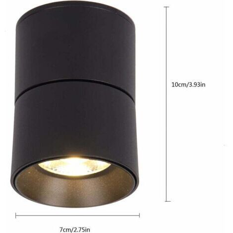 Forehill – 7W LED-Aufbaustrahler, verstellbar – 360° verstellbarer Abstrahlwinkel – Warmweiß 3000K – Schwarzes Aluminium – Beleuchtung für Schaufenster und Büros