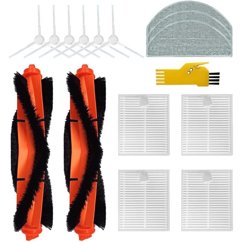 Accessoires compatibles avec Xiaomi Robot Vacuum E12 Xiaomi Vacuum E10 aspirateur Pièces de rechange 15 packs 2 brosses principale - Forehill