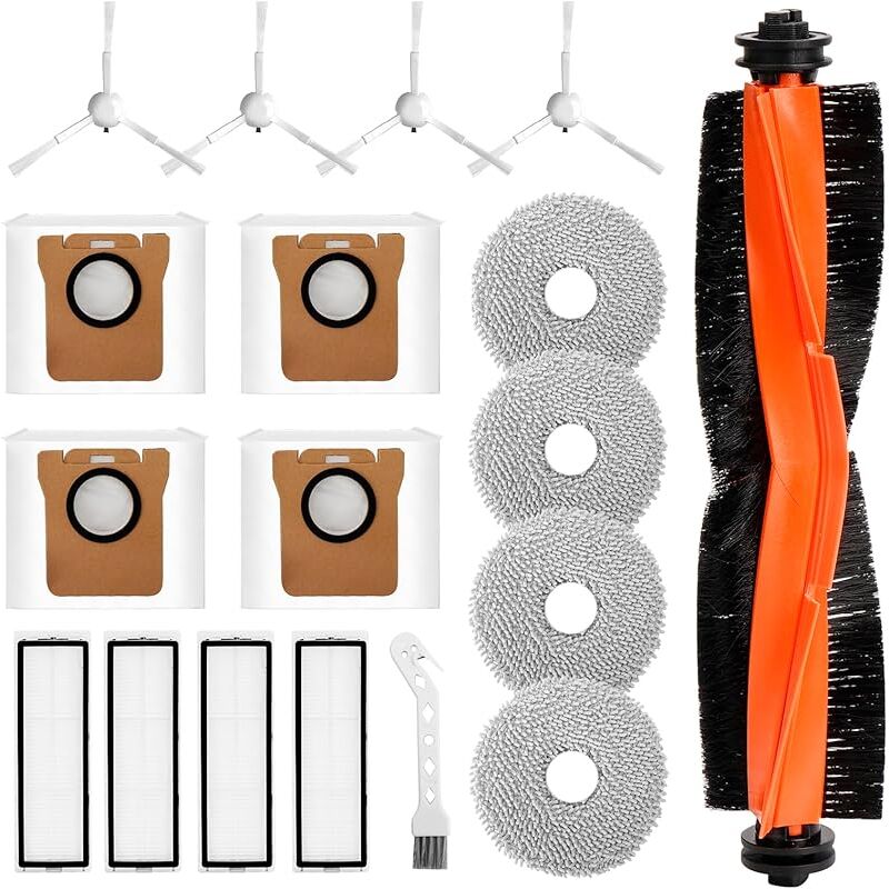 Forehill - Accessoires de Rechange Compatibles avec Xiaomi X20+ Robot Aspirateur, Pièces de Rechange 1 Brosse Principale 4 Chiffons 4 Filtres