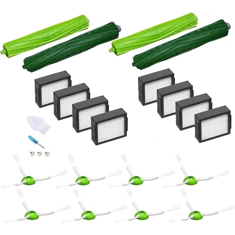 Forehill - Accessoires Kit avec iRobot Roomba e5 e6 i1 i3152 i4+ i7 i7556 i8 J7,Combo i5 J5, 8X Filtres hepa 8X Brosses Latérale 4X Brosses