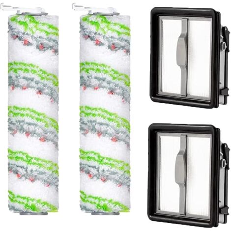 FOREHILL Accessoires pour Bissell CrossWave X7 Pet Pro 2955N, 3479N Multi-Surface All in One Aspirateur Eau et poussière, 2 filtres de Rechange et 2 Rouleaux de Brosse pour Animaux domestiques
