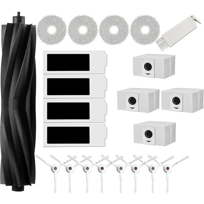 Accessoires pour Ecovacs Deebot T20 Omni, T20e Omni, 1 Brosse Principale en Caoutchouc, 4 Filtres hepa, 4 Lingettes, 8 Brosses lat - Forehill