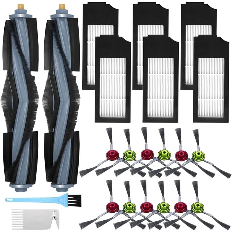 Accessoires pour Ecovacs Deebot X1 Omni / X1 e Omni / X1 Turbo / X1 / X1 Plus Aspirateur, 2 Brosse Principale, 12 Brosses Latéral - Forehill