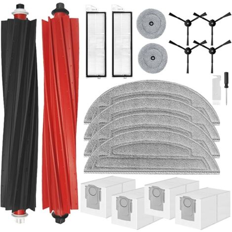 FOREHILL Accessoires pour Roborock S8 MaxV Ultra Robot Aspirateur, Pièce de Rechange 2 Brosses à Rouleau, 4 Chiffon, 4 Sacs à Poussière, 2 HEPA Filtres, 2 Chiffons Ronds, 4 Brosses Latérales
