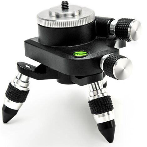 Trépied Pour Niveau Laser DEWIN 1.2m - Tête 3 Voies - Pieds Caoutchouc Antidérapants - Argent/noir