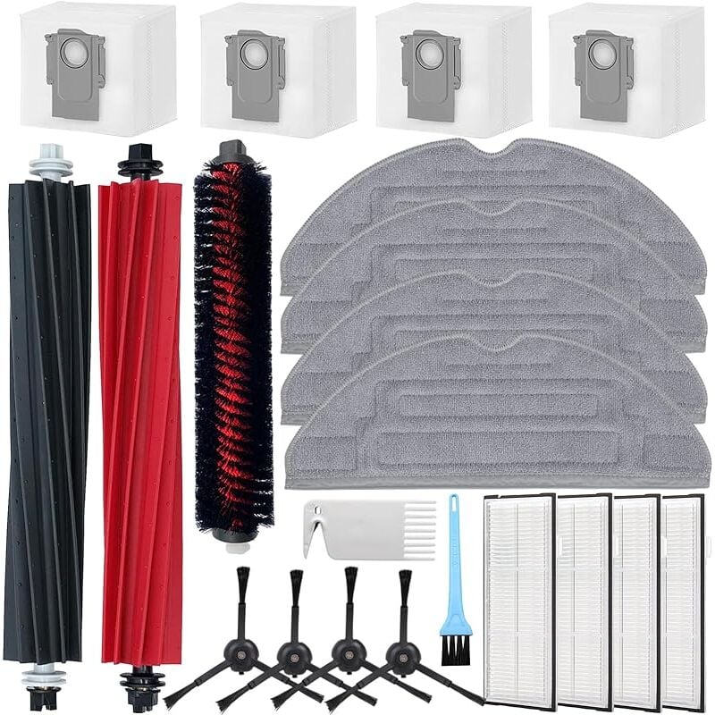 AiLomey Kit accessoires pour Roborock S8 Pro Ultra Aspirateur, 2 Brosses Principales, 1 Brosse de Nettoyage, 4 Brosses Latérales, - Forehill