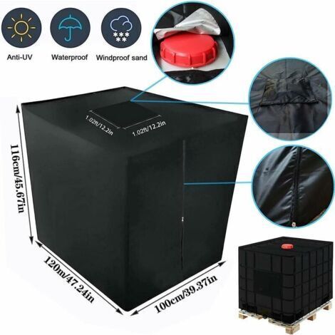 FOREHILL Bâche Réservoir d'eau 1000 L Couverture Container Citerne Eau Pluie avec Fermeture éclair Coupe-Vent Anti-UV Résistant à la Déchirure T-Audace