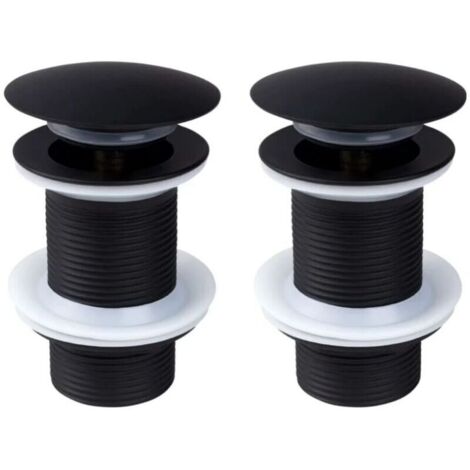 FOREHILL Bonde de douche et lavabo Noir Sans Trop Plein, 2 pièces Bonde de douche et lavabo Pop Up Noir Universelle, Bonde de Vidage Sans Trop Plein, Bonde de Vidange Sans Trop Plein, Bonde Pop Up Aut