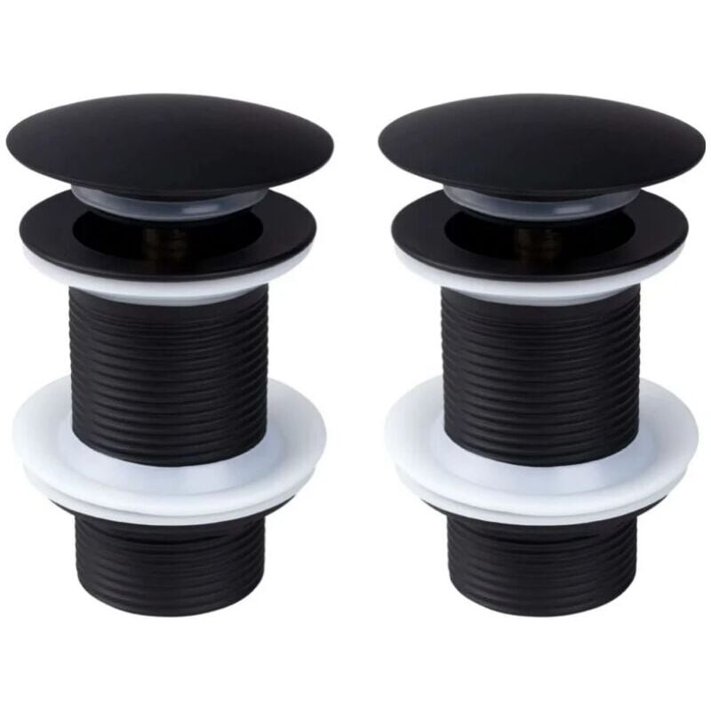 FOREHILL Bonde de Lavabo Noir Sans Trop Plein, 2 pièces Bonde de Lavabo Pop Up Noir Universelle, Bonde de Vidage Sans Trop Plein, Bonde de Vidange