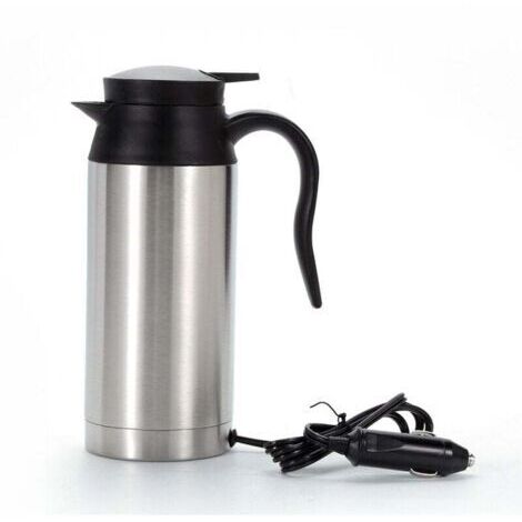 Forehill – Bouilloire électrique de voyage 750 ml 12V – Acier inoxydable 304 sans BPA – Chauffage rapide en 25 min – Pour voiture avec tasse intégrée