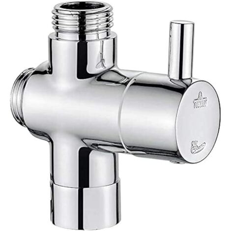 FOREHILL Bras de douche M92201 à 3 voies - Composant de valve de dérivation en laiton universel pour salle de bain (G3/4) et deux sorties (G3/4 et G1/2) pour pommeau de douche à main et pommeau de