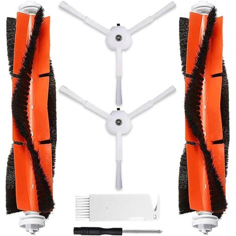 FOREHILL Brosses Principales Accessoires de Rechange pour Xiaomi Roborock S5 Max S6 Pure S6 MaxV S6 Max S4 Max S4 S5 S50 S51 S55 S6 S60 S65, 2 Brosse Principale, 2 Brosses Latérales