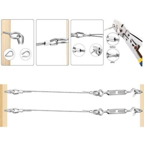 Forehill – Câble en acier inoxydable revêtu 30m – Diamètre 2mm – Avec 5 tendeurs M5 et accessoires – Pour palissage et garde-corps