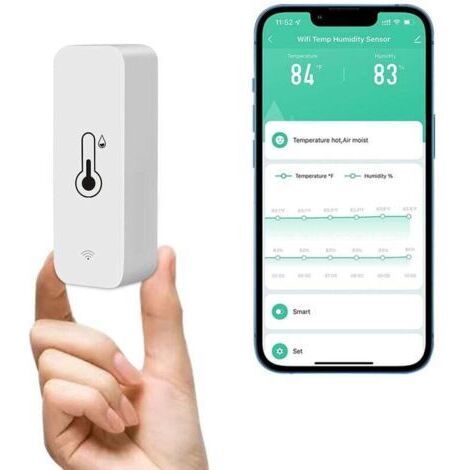 FOREHILL Capteur hygromètre thermomètre WiFi, moniteur de température et d'humidité sans fil pour la maison, surveillance à distance en temps réel Thermohygromètre intelligent avec stockage de donnée