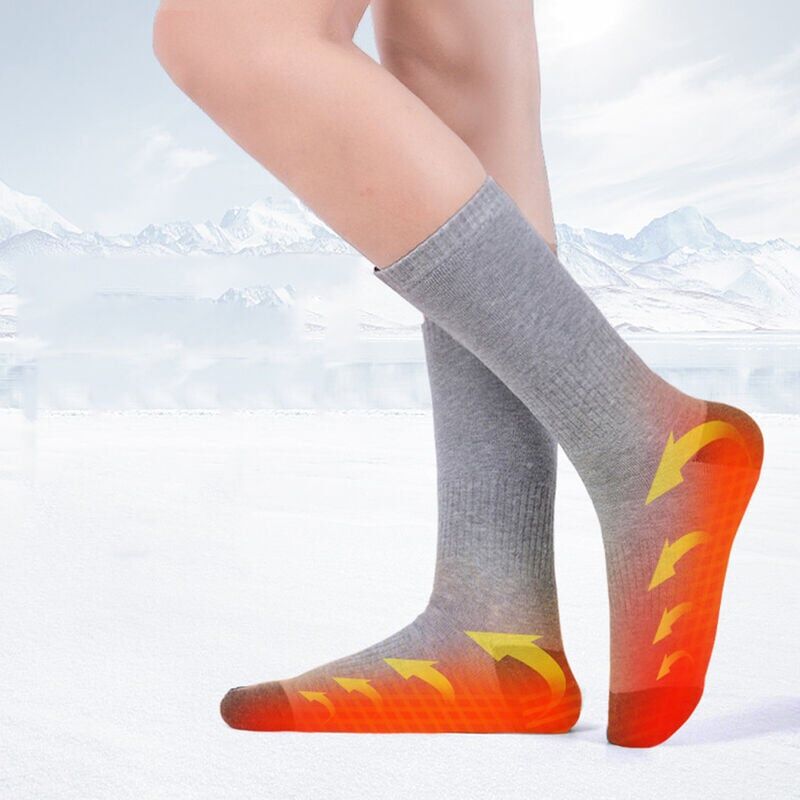 Forehill - Chaussettes Chauffantes électriques Rechargeables avec 3 Fichiers de Température Réglable, Chauffe-pieds pour Cyclisme Ski Camping