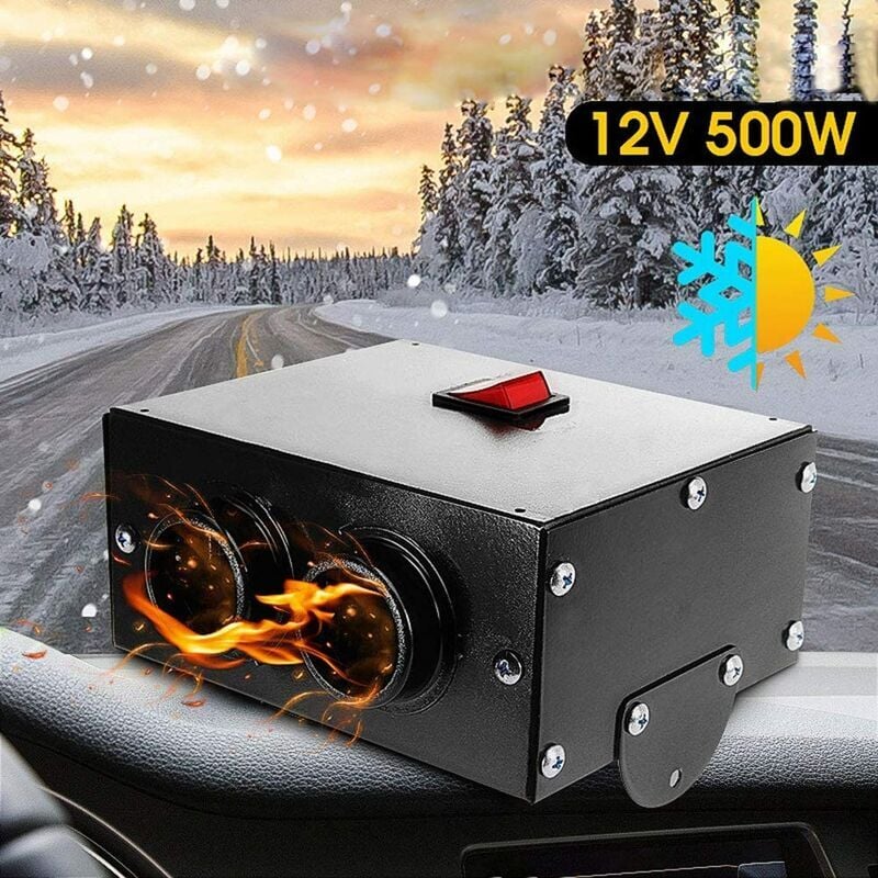 Dégivreur de chauffage de voiture, pare-brise de pare-brise de voiture portable avec 2 prises 12V 500W pour camion rv suv de véhicule - Forehill