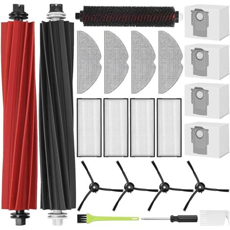 FOREHILL Ensemble Accessoire pour Roborock S8 Pro UItra Pices de Rechange Aspirateur Robot, 4 Sacs Poussire, 4 Filtres, 4 Brosses Latrales, 4 Serpillires, 1  Brosse de Nettoyage