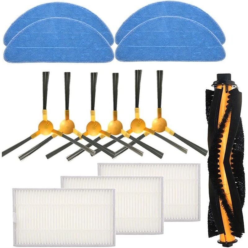 Forehill - Ensemble accessoires de rechange pour aspirateur Proscenic 800T/820S, 1 brosse principale + 6 brosses latérales + 3 filtres + 4 ch